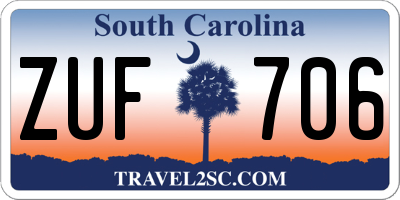 SC license plate ZUF706
