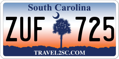 SC license plate ZUF725