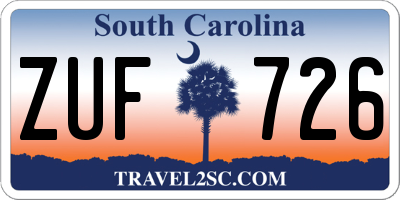 SC license plate ZUF726