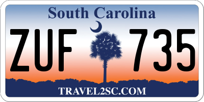 SC license plate ZUF735