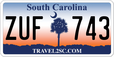 SC license plate ZUF743