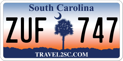 SC license plate ZUF747