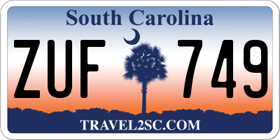 SC license plate ZUF749