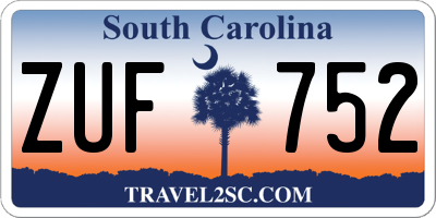 SC license plate ZUF752