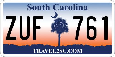 SC license plate ZUF761