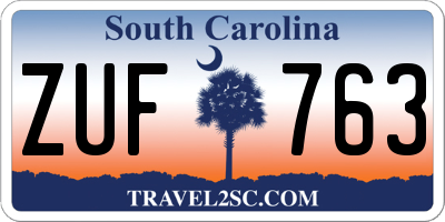 SC license plate ZUF763