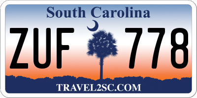 SC license plate ZUF778