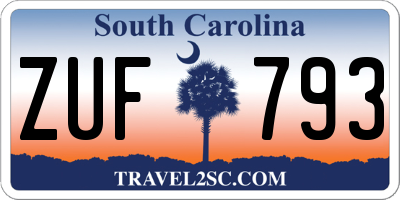 SC license plate ZUF793