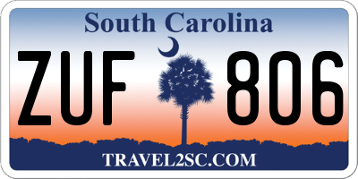 SC license plate ZUF806