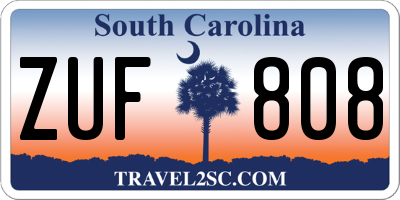 SC license plate ZUF808