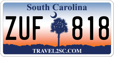 SC license plate ZUF818