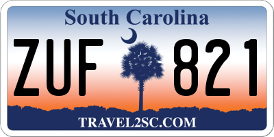 SC license plate ZUF821