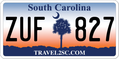 SC license plate ZUF827
