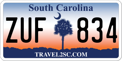 SC license plate ZUF834