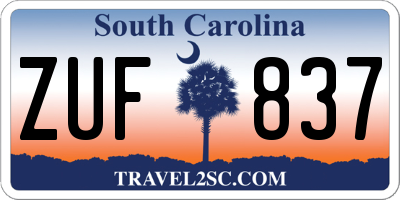 SC license plate ZUF837