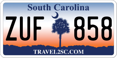 SC license plate ZUF858