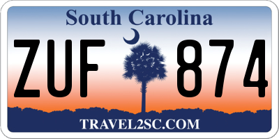 SC license plate ZUF874