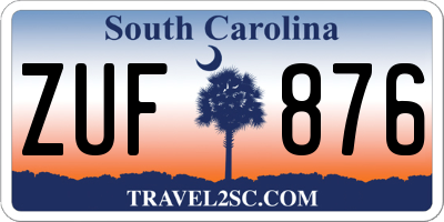 SC license plate ZUF876
