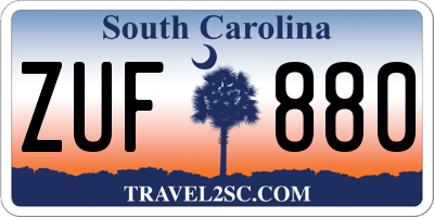 SC license plate ZUF880