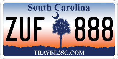 SC license plate ZUF888