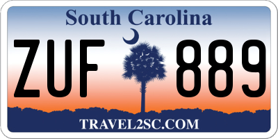 SC license plate ZUF889