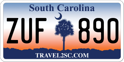 SC license plate ZUF890