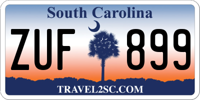 SC license plate ZUF899