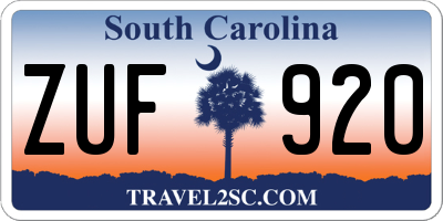 SC license plate ZUF920