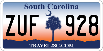 SC license plate ZUF928