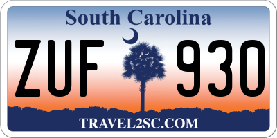 SC license plate ZUF930