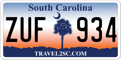 SC license plate ZUF934