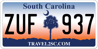 SC license plate ZUF937