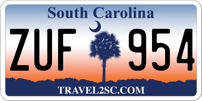 SC license plate ZUF954