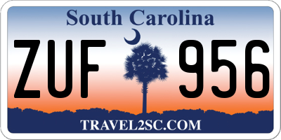 SC license plate ZUF956