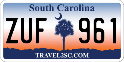 SC license plate ZUF961
