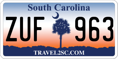 SC license plate ZUF963