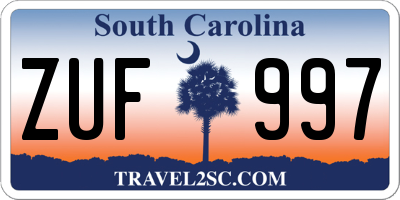 SC license plate ZUF997