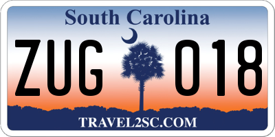 SC license plate ZUG018