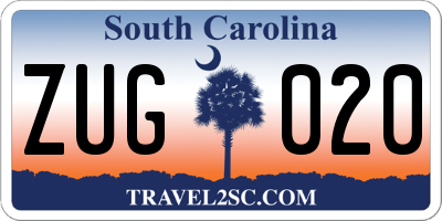 SC license plate ZUG020