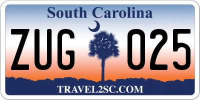 SC license plate ZUG025