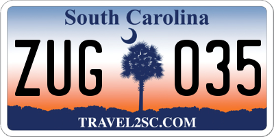 SC license plate ZUG035