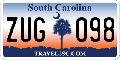 SC license plate ZUG098