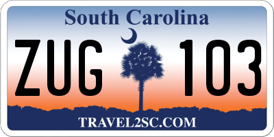 SC license plate ZUG103