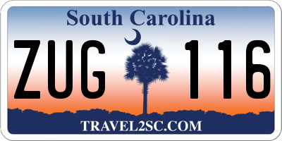 SC license plate ZUG116