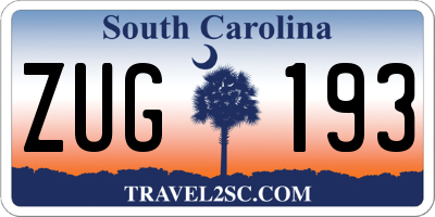 SC license plate ZUG193