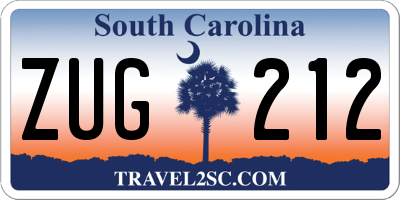 SC license plate ZUG212