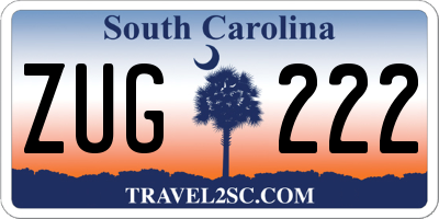 SC license plate ZUG222