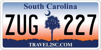 SC license plate ZUG227