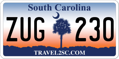 SC license plate ZUG230