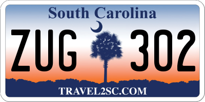 SC license plate ZUG302
